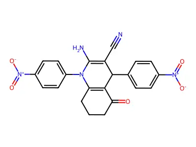 2-Amino-1,4-bis(4-nitro-PH)-5-oxo-1,4,5,6,7,8-hexahydro-3-quinolinecarbonitrile structure