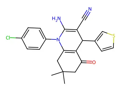 2-AMINO-1-(4-CHLOROPHENYL)-7,7-DIMETHYL-5-OXO-4-(3-THIENYL)-1,4,5,6,7,8-HEXAHYDRO-3-QUINOLINECARBONITRILE structure