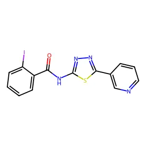 2-iodo-N-(5-pyridin-3-yl-1,3,4-thiadiazol-2-yl)benzamide structure