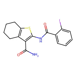 2-[(2-Iodobenzoyl)amino]-4,5,6,7-tetrahydro-1-benzothiophene-3-carboxamide structure