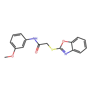 2-(1,3-benzoxazol-2-ylsulfanyl)-N-(3-methoxyphenyl)acetamide structure