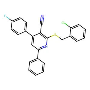 2-[(2-chlorobenzyl)sulfanyl]-4-(4-fluorophenyl)-6-phenylnicotinonitrile structure