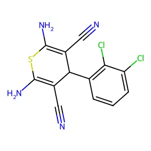 2,6-diamino-4-(2,3-dichlorophenyl)-4H-thiopyran-3,5-dicarbonitrile structure