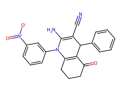 2-Amino-1-(3-nitro-PH)-5-oxo-4-PH-1,4,5,6,7,8-hexahydro-3-quinolinecarbonitrile structure