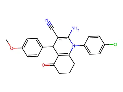 2-amino-1-(4-chlorophenyl)-4-(4-methoxyphenyl)-5-oxo-1,4,5,6,7,8-hexahydroquinoline-3-carbonitrile structure