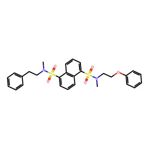 N,N'-dimethyl-N-(2-phenoxyethyl)-N'-(2-phenylethyl)naphthalene-1,5-disulfonamide structure