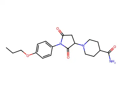 1-[2,5-Dioxo-1-(4-propoxyphenyl)pyrrolidin-3-yl]piperidine-4-carboxamide structure