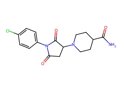 1-[1-(4-Chlorophenyl)-2,5-dioxopyrrolidin-3-yl]piperidine-4-carboxamide structure