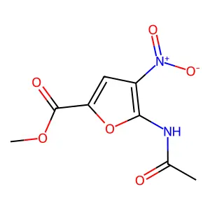 2-Furancarboxylic acid, 5-(acetylamino)-4-nitro-, methyl ester structure