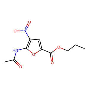 2-Furancarboxylic acid, 5-(acetylamino)-4-nitro-, propyl ester structure