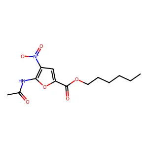 2-Furancarboxylic acid, 5-(acetylamino)-4-nitro-, hexyl ester structure
