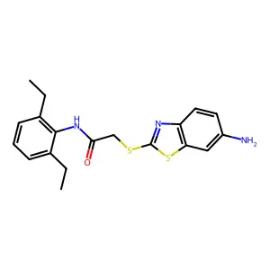 2-[(6-amino-1,3-benzothiazol-2-yl)sulfanyl]-N-(2,6-diethylphenyl)acetamide structure