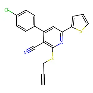 4-(4-Chlorophenyl)-2-prop-2-ynylsulfanyl-6-thiophen-2-ylpyridine-3-carbonitrile structure