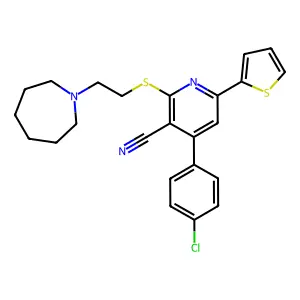 2-[2-(azepan-1-yl)ethylsulfanyl]-4-(4-chlorophenyl)-6-thiophen-2-ylpyridine-3-carbonitrile structure