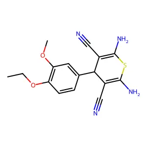 2,6-diamino-4-(4-ethoxy-3-methoxyphenyl)-4H-thiopyran-3,5-dicarbonitrile structure