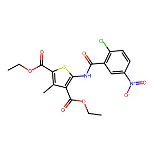 Diethyl 5-[(2-chloro-5-nitrobenzoyl)amino]-3-methylthiophene-2,4-dicarboxylate structure