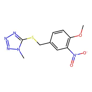 5-[(4-methoxy-3-nitrobenzyl)thio]-1-methyl-1H-tetrazole structure