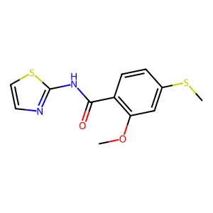 2-methoxy-4-methylsulfanyl-N-(1,3-thiazol-2-yl)benzamide structure