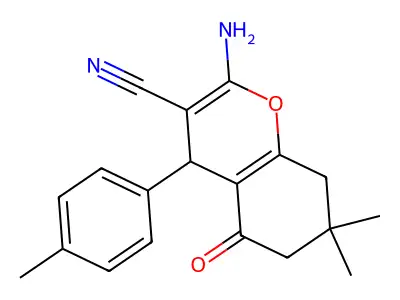 2-amino-7,7-dimethyl-4-(4-methylphenyl)-5-oxo-5,6,7,8-tetrahydro-4H-chromene-3-carbonitrile structure