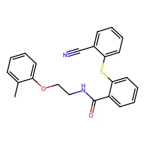 2-[(2-cyanophenyl)sulfanyl]-N-[2-(2-methylphenoxy)ethyl]benzamide structure