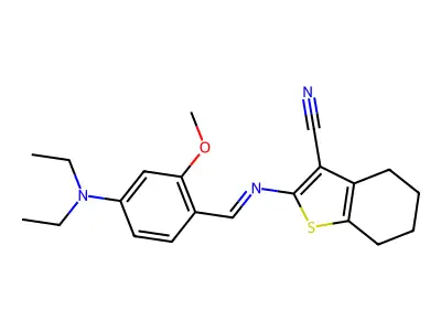 2-[[[4-(Diethylamino)-2-methoxyphenyl]methylene]amino]-4,5,6,7-tetrahydrobenzo[b]thiophene-3-carbonitrile structure