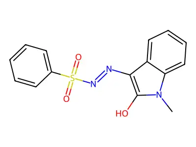 N'-[(3Z)-1-methyl-2-oxo-1,2-dihydro-3H-indol-3-ylidene]benzenesulfonohydrazide structure