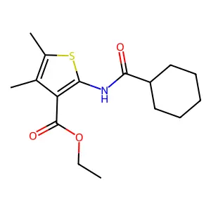 Ethyl 2-(cyclohexanecarbonylamino)-4,5-dimethylthiophene-3-carboxylate structure