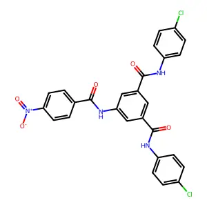 1-N,3-N-bis(4-chlorophenyl)-5-[(4-nitrobenzoyl)amino]benzene-1,3-dicarboxamide structure