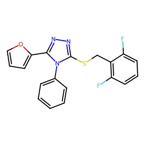 3-[(2,6-Difluorophenyl)methylsulfanyl]-5-(furan-2-yl)-4-phenyl-1,2,4-triazole structure