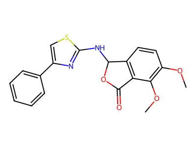 6,7-dimethoxy-3-[(4-phenyl-1,3-thiazol-2-yl)amino]-2-benzofuran-1(3H)-one structure