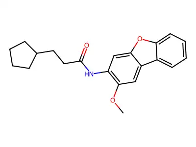 3-cyclopentyl-N-(2-methoxydibenzo[b,d]furan-3-yl)propanamide structure