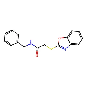 2-(1,3-苯并噁唑-2-基硫基)-N-苄基乙酰胺 structure