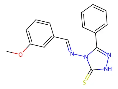 4-[(E)-(3-methoxyphenyl)methylideneamino]-3-phenyl-1H-1,2,4-triazole-5-thione structure