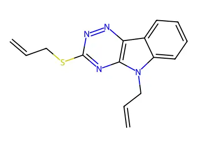 5-Prop-2-enyl-3-prop-2-enylsulfanyl-[1,2,4]triazino[5,6-b]indole structure