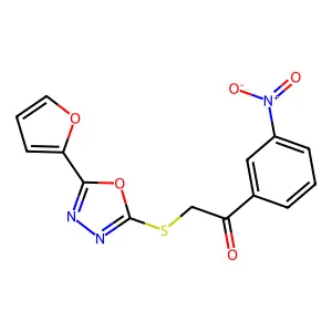 2-[[5-(Furan-2-yl)-1,3,4-oxadiazol-2-yl]sulfanyl]-1-(3-nitrophenyl)ethanone structure