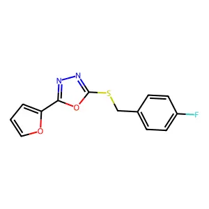 2-[(4-Fluorophenyl)methylsulfanyl]-5-(furan-2-yl)-1,3,4-oxadiazole structure