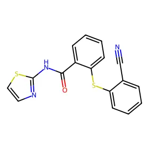 2-[(2-cyanophenyl)sulfanyl]-N-(1,3-thiazol-2-yl)benzamide structure