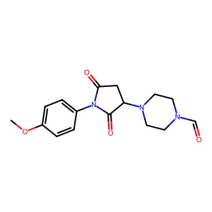 4-[1-(4-Methoxyphenyl)-2,5-dioxopyrrolidin-3-yl]piperazine-1-carbaldehyde structure