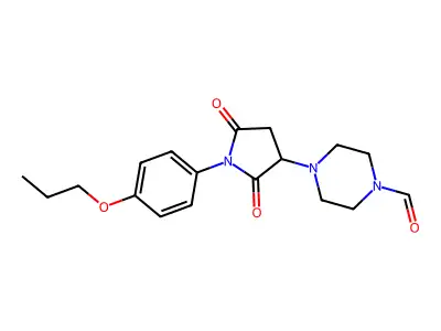 4-[2,5-Dioxo-1-(4-propoxyphenyl)pyrrolidin-3-yl]piperazine-1-carbaldehyde structure