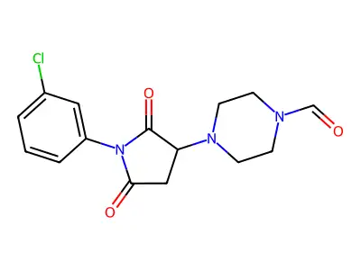 4-[1-(3-Chlorophenyl)-2,5-dioxo-3-pyrrolidinyl]-1-piperazinecarbaldehyde structure