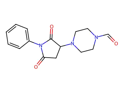 4-(2,5-Dioxo-1-phenylpyrrolidin-3-yl)piperazine-1-carbaldehyde structure