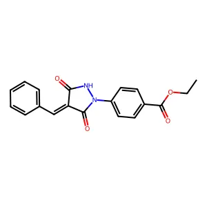 Ethyl 4-(4-benzylidene-3,5-dioxo-pyrazolidin-1-yl)-benzoate structure