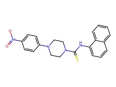 N-(naphthalen-1-yl)-4-(4-nitrophenyl)piperazine-1-carbothioamide structure