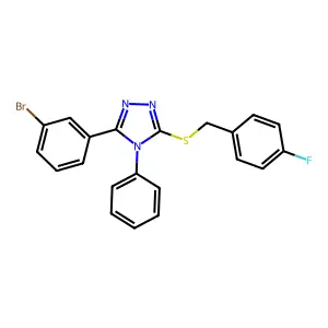 3-(3-Bromophenyl)-5-[(4-fluorophenyl)methylsulfanyl]-4-phenyl-1,2,4-triazole structure