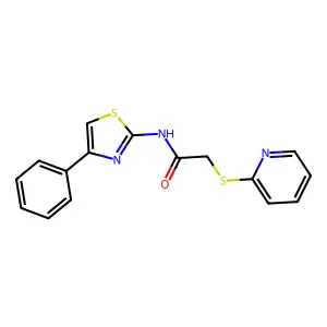 N-(4-phenyl-1,3-thiazol-2-yl)-2-(pyridin-2-ylthio)acetamide structure