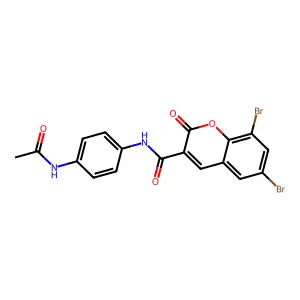 N-[4-(acetylamino)phenyl]-6,8-dibromo-2-oxo-2H-chromene-3-carboxamide structure