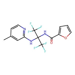 N-[1,1,1,3,3,3-hexafluoro-2-[(4-methylpyridin-2-yl)amino]propan-2-yl]furan-2-carboxamide structure