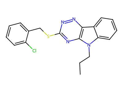 3-[(2-Chlorophenyl)methylsulfanyl]-5-propyl-[1,2,4]triazino[5,6-b]indole structure
