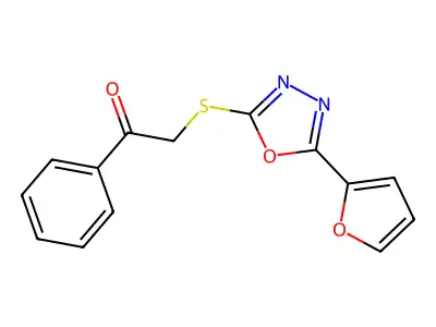 2-{[5-(2-Furyl)-1,3,4-oxadiazol-2-yl]sulfanyl}-1-phenyl-1-ethanone structure