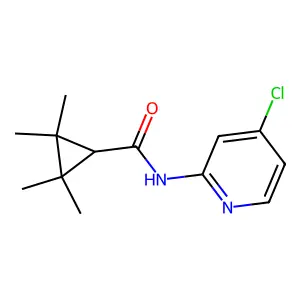 N-(4-chloro-2-pyridinyl)-2,2,3,3-tetramethylcyclopropanecarboxamide structure